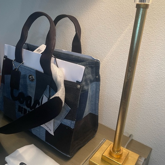 Coach Blue and Black Patchwork Tote - Picture 4 of 8